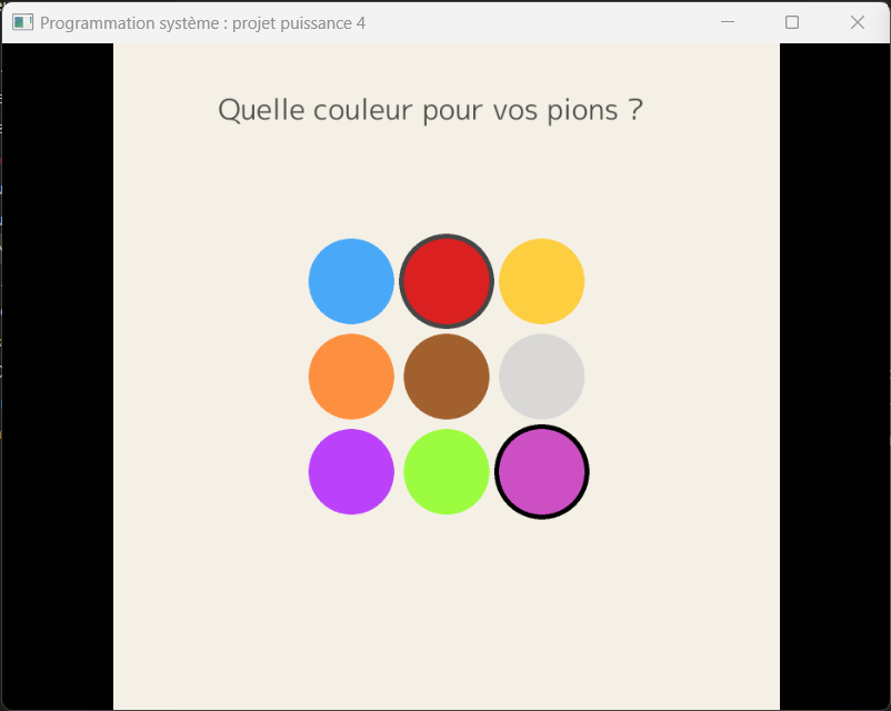 Choix des couleurs
