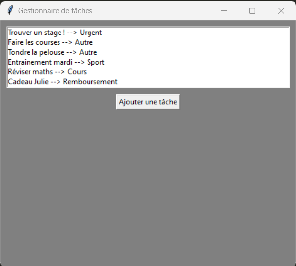 Liste avec des tâches